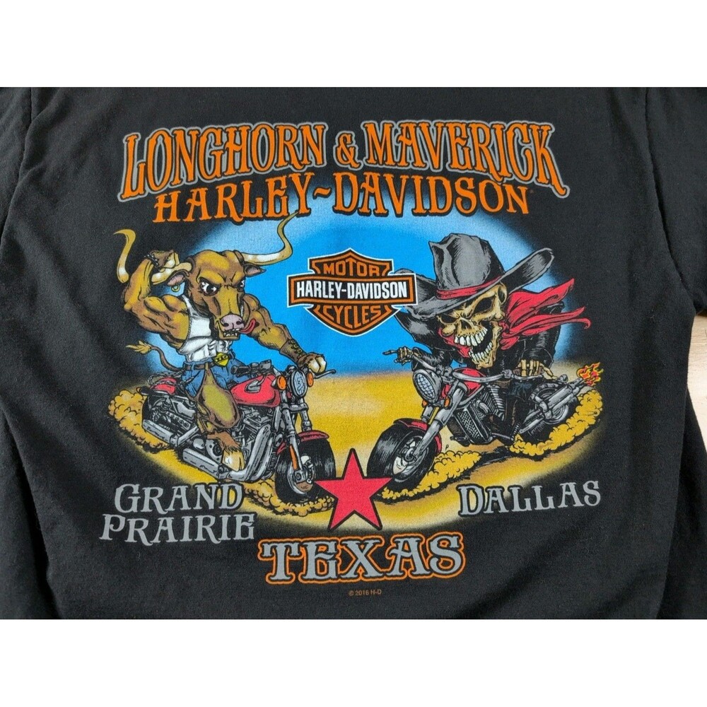 Harley Davidson Ride Texas Grand Prairie Dallas T-Shirt Men's Large Black